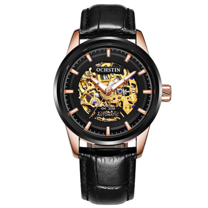 Ochstin 2002C Men  Automatic Hollow Leather Mechanical Watch Business Waterproof Night Light Men Watch Mechanical Watch
