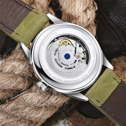 Ochstin 62028 Fashion Fully Automatic Mechanical Watch Waterproof Men  Leisure Mechanical Watch Calendar Leather Watch