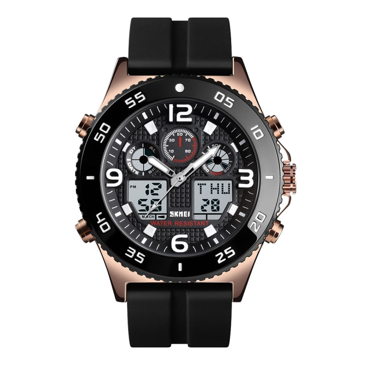 SKMEI 1538 Multi-Function Time Large Dial Steel Belt Men  Casual Sports Electronic Watch
