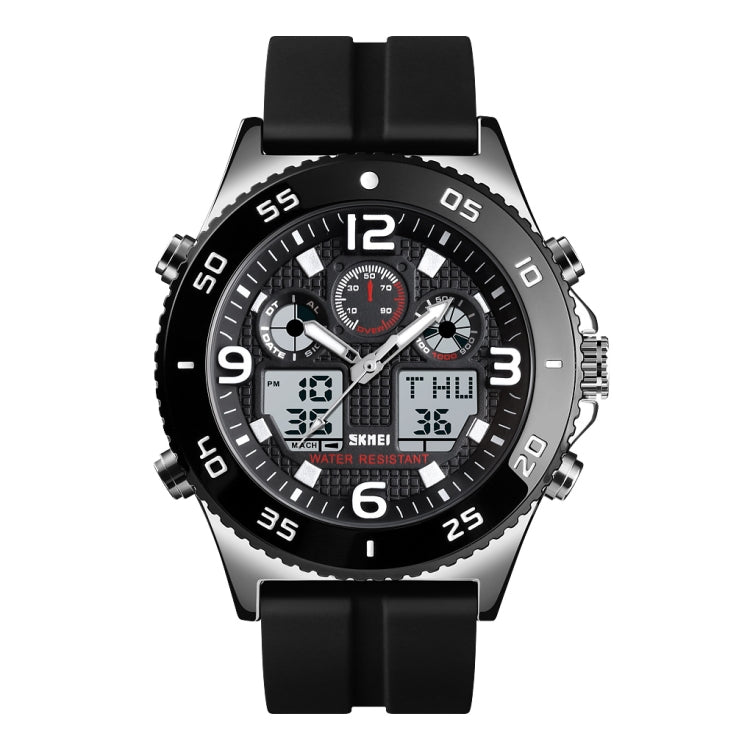 SKMEI 1538 Multi-Function Time Large Dial Steel Belt Men  Casual Sports Electronic Watch