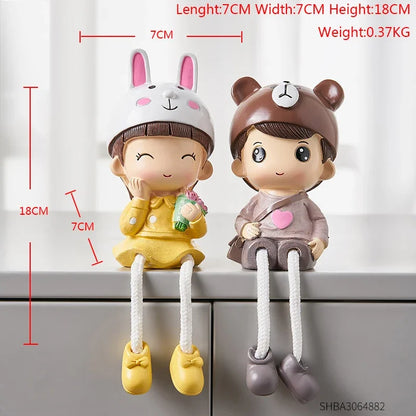 Nordic Cute Resin Hanging Dolls – Sitting Figurine Ornaments