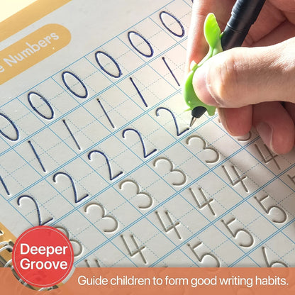 Reusable English Writing Practice Book for Kids Wipe Clean Magic Copybook with Stickers Parental Guidance Interactive Learning