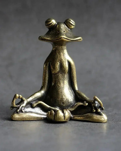 Mini Zen Frog Figurine – Solid Brass Meditation Frog Incense Holder
