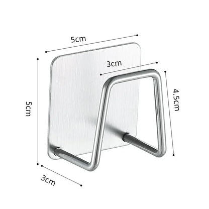 1-6pcs Kitchen Stainless Steel Sink Sponges Holder Self Adhesive Drain Drying Rack Shelf Household Wall Hooks Storage Organizer