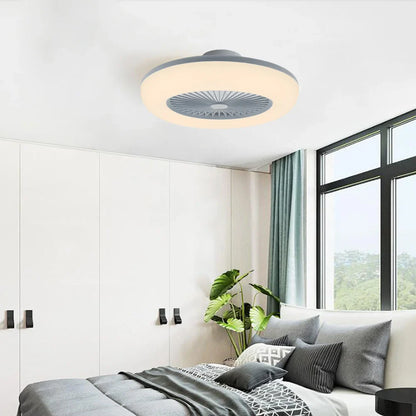 KOMORE Round Acrylic LED Ceiling Light Fan with Remote Control 3 Colour Temperature Memory Functions for Office, Living Room