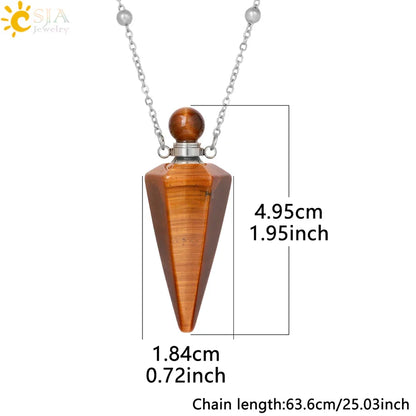 Natural Stone Cone Perfume Bottle Necklace