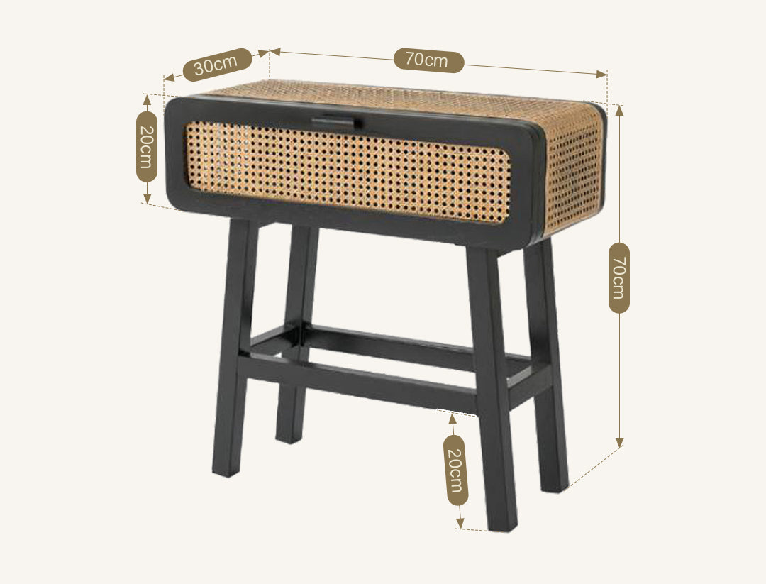 Saul Rattan Side Table, Bedside Table