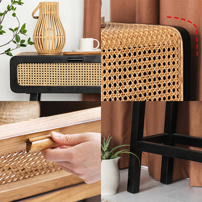 Saul Rattan Side Table, Bedside Table
