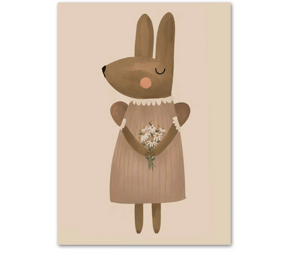 Boho Cartoon Animal Wall Art – Rabbit, Mouse & Goose Nursery Prints, Nordic Canvas Posters for Kids Room Décor