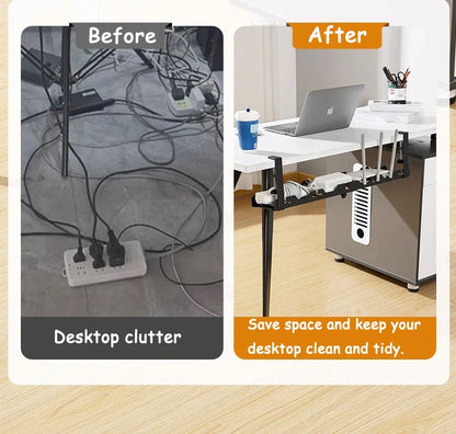 Telescopic Under Desk Cable Management Tray – Metal Under Table Storage Rack for Home Office, Router & Power Strip Organizer