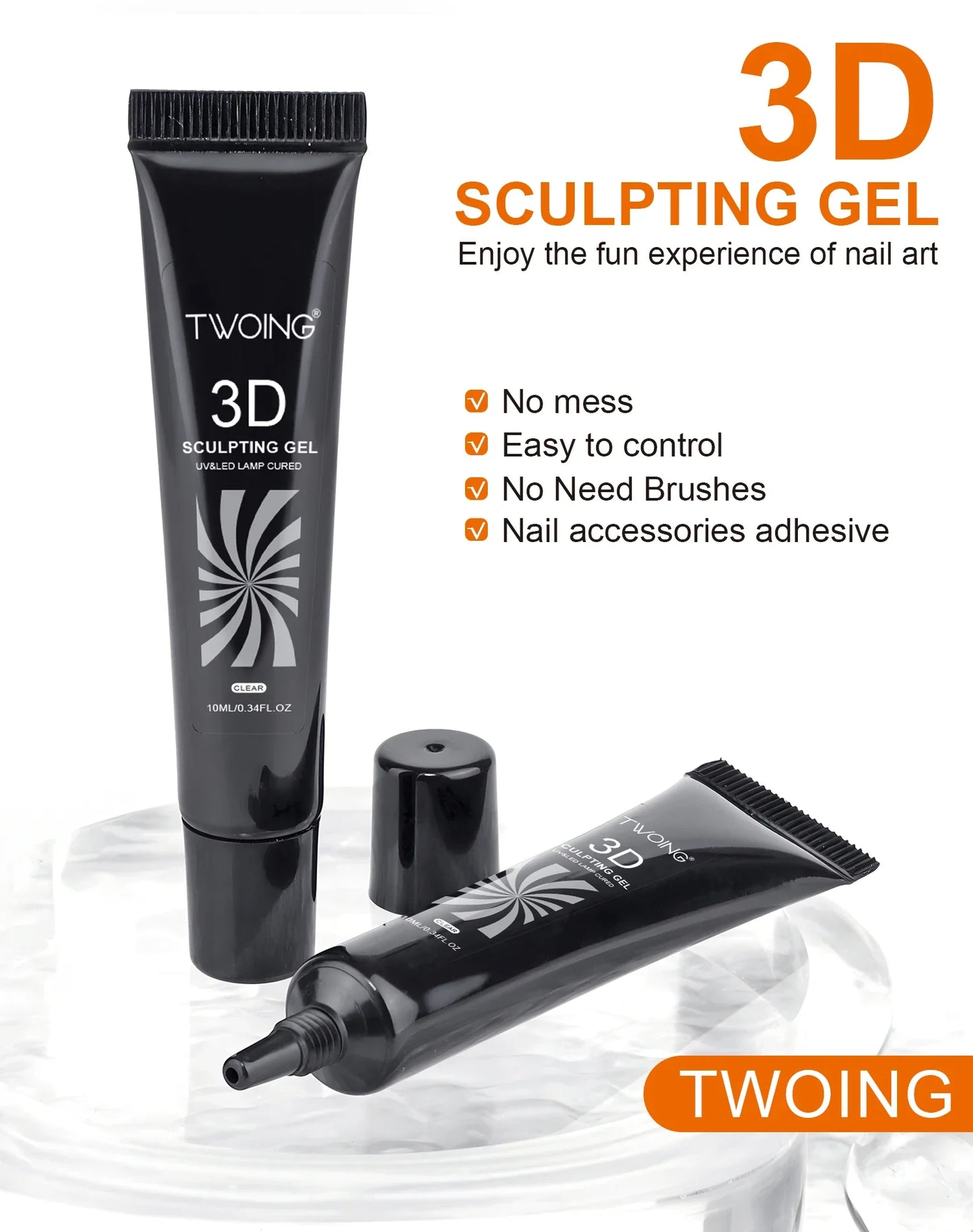 3pcs 3D Nail Art Gel - DIY Designs,Waterproof Sculpting gel，Waterproof Nail Art Design Gel for Intricate Carvings & Shapes 10ml