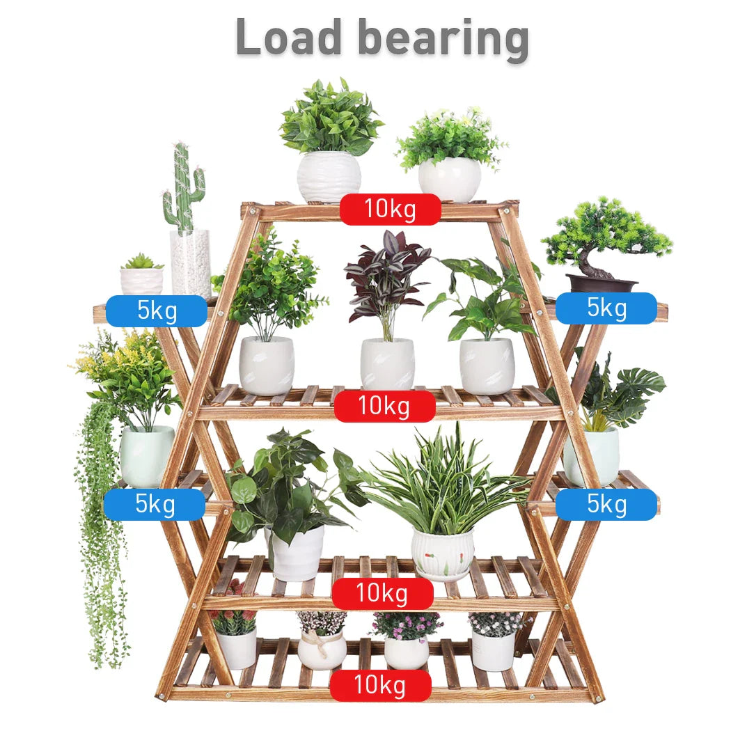 Extra Large Wood Flower Rack, 8 Tier Plant Stand, Bonsai Shelf, Display Rack, Indoor and Outdoor