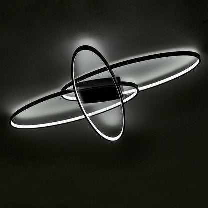 KOMORE Minimalistic Unique Oval LED Semi-Flush Ceiling Light, 76 W Cool White for Office, Living Room, Bedroom, Kitchen, Hallway