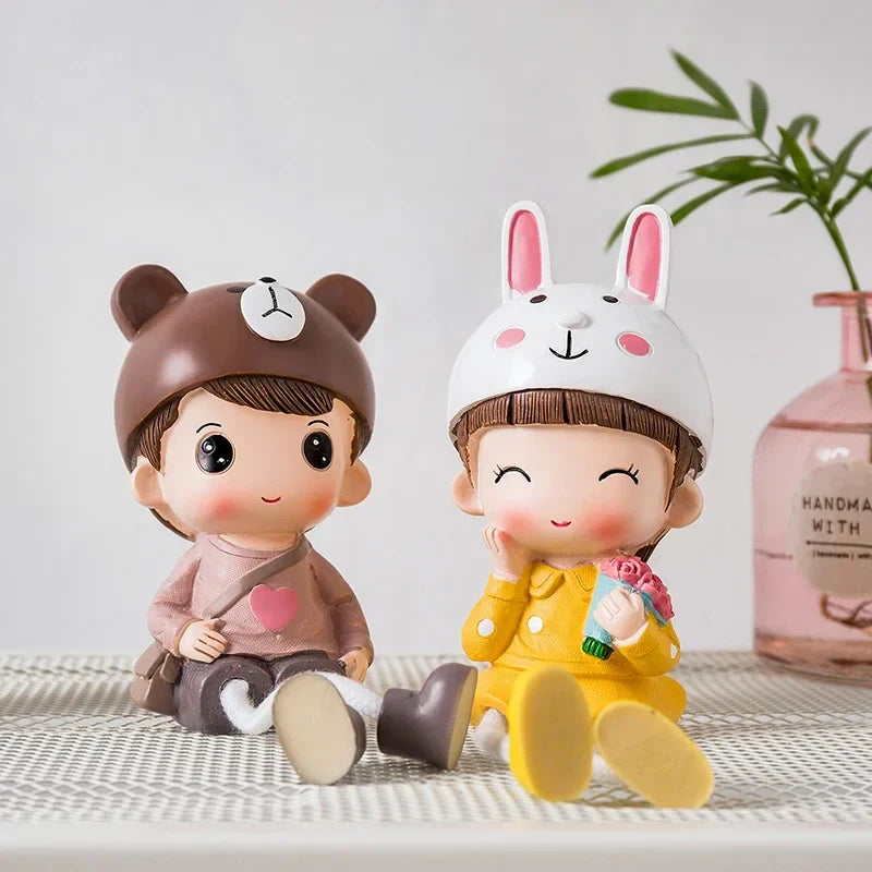 Nordic Cute Resin Hanging Dolls – Sitting Figurine Ornaments