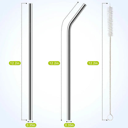 7 Pack Stainless Steel Straw Replacement 40 oz for Stanley Adventure Travel Tumbler, Reusable Straws with Cleaning Brush Compati