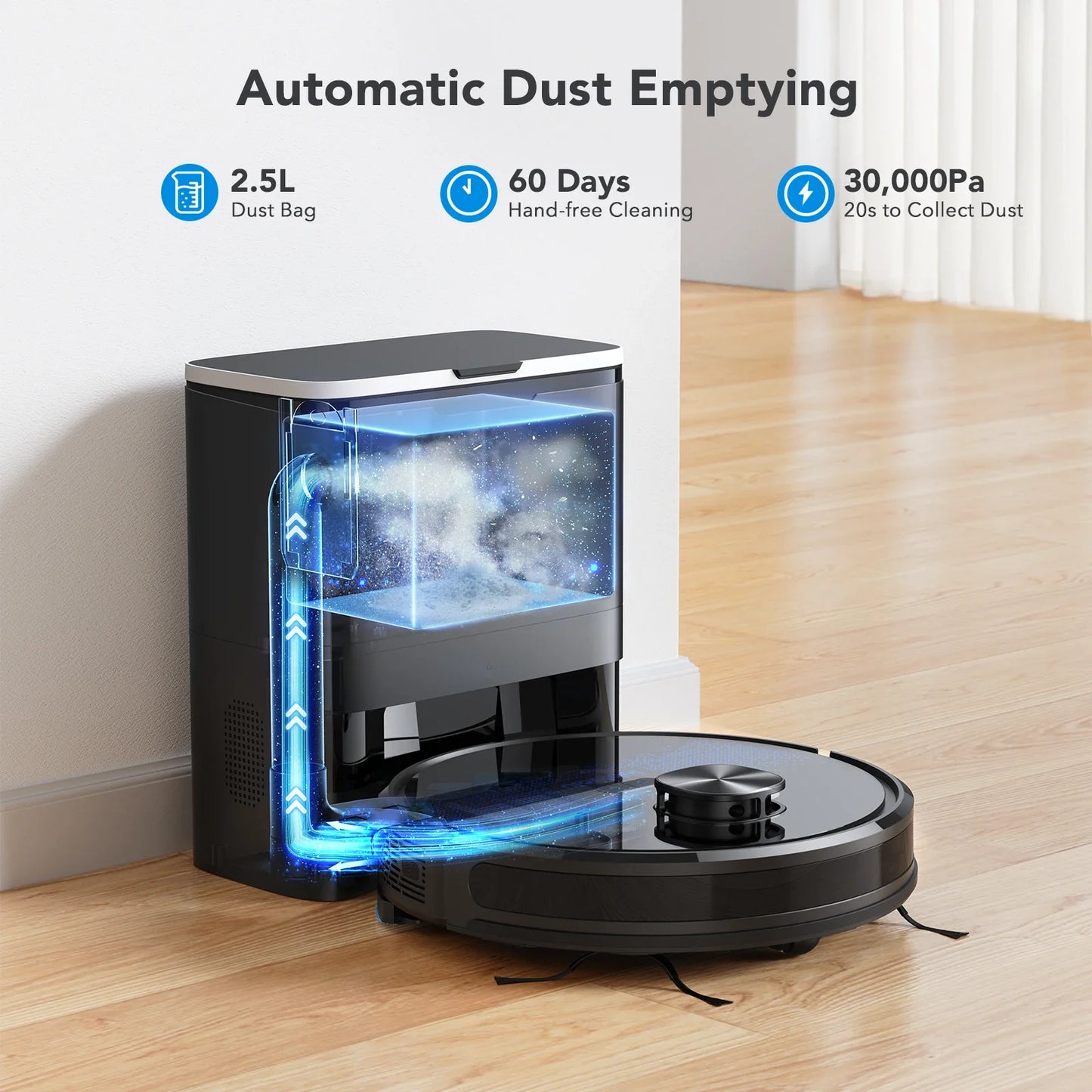 Lubluelu SL60 Plus Robot Vacuum Self Emptying, Hands-free Up To 60 Days, 4000pa Robot Vacuum And Mop Combo 3 In 1 Robotic Vacuum