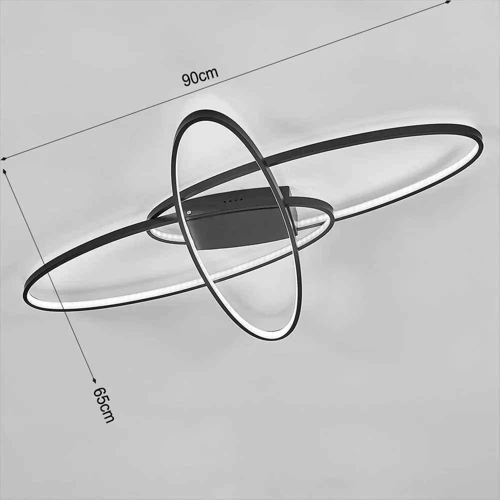 KOMORE Minimalistic Unique Oval LED Semi-Flush Ceiling Light, 76 W Cool White for Office, Living Room, Bedroom, Kitchen, Hallway