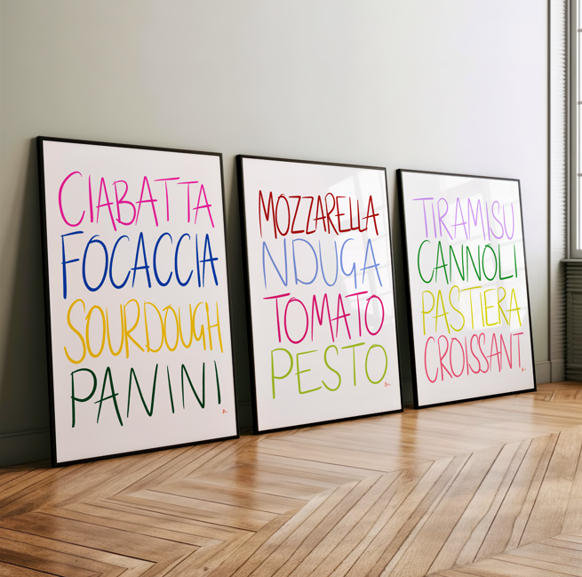 Bread Lovers | Colourful Bold Kitchen Typographic Print