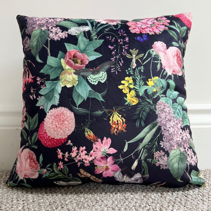 Butterfly floral velvet throw cushion, scatter cushions