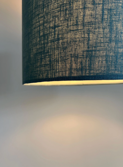 Teal linen drum lampshade/ ceiling shade with a white linin