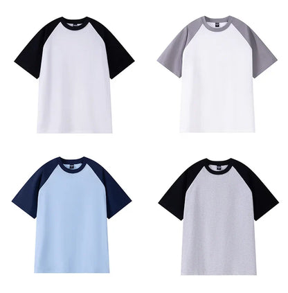 Heavyweight 240g Contrast Sleeve Cotton T-Shirt for Men