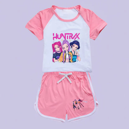 KPop Demon Hunters T-shirt + Sport Shorts 2pcs Set