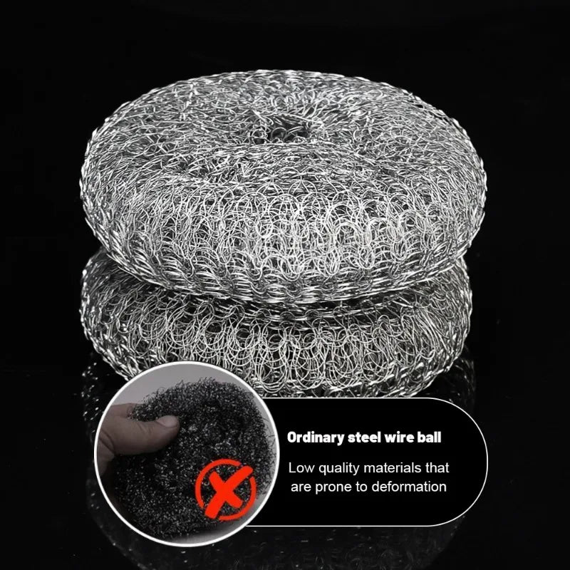 Stainless Steel Wire Brush with Long Handles Kitchen Replacement Steel Wool Wire Ball Dishwashing Brush Sink Countertop Cleaning