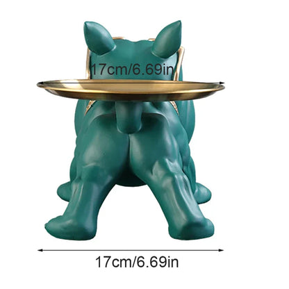 Bulldog Storage Tray Sculpture – Cool Resin Dog Decor with Tray