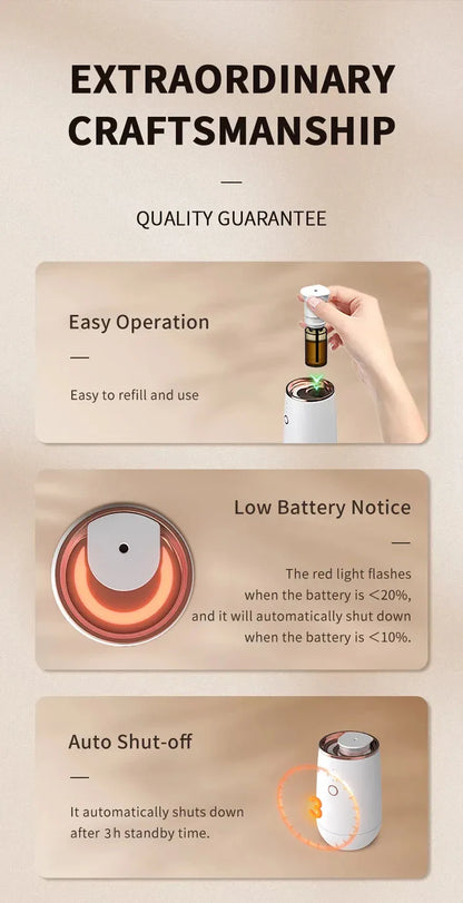 Mini Car Waterless Essential Oils Diffuser Car Fragrance Aromatherapy Diffuser Higher Atomizing Efficienc Home Air Freshener
