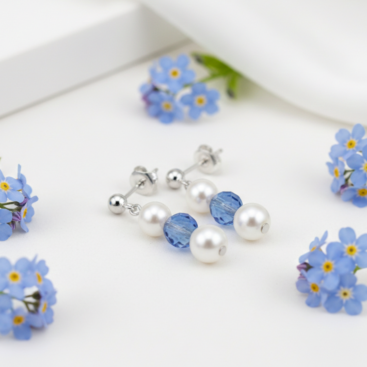 Sapphire & Pearl September Birthstone Earrings