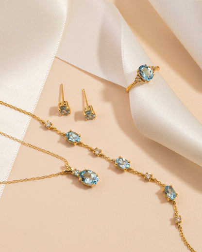 Blue Topaz Oval Stud Earrings in 18k Gold Vermeil