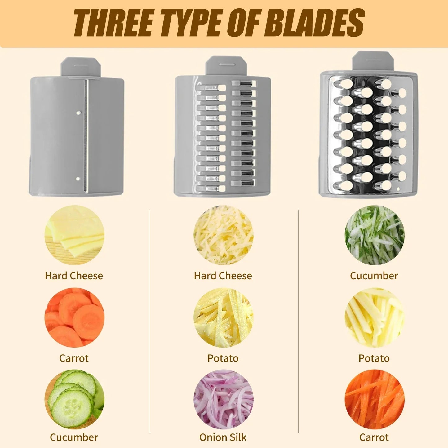 Electric Cheese Grater Electric Slicer Shredder Electric Vegetable Slicer Salad Maker  Fruit Cutter Food Processor Spiralizer