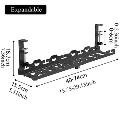 Telescopic Under Desk Cable Management Tray – Metal Under Table Storage Rack for Home Office, Router & Power Strip Organizer