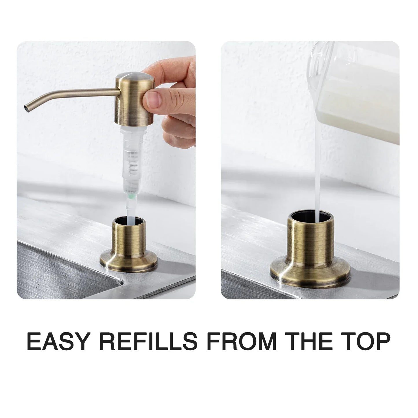Kitchen Soap Dispensers 500ml Build in Dispenser Soap For Kitchen Bathroom Accessories Stainless Steel Pump Liquid PE Bottle