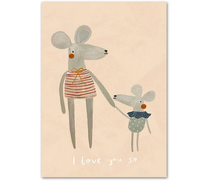 Boho Cartoon Animal Wall Art – Rabbit, Mouse & Goose Nursery Prints, Nordic Canvas Posters for Kids Room Décor
