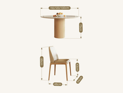 Sienna Round Dining Table, Premium Terrazzo And Wood Base