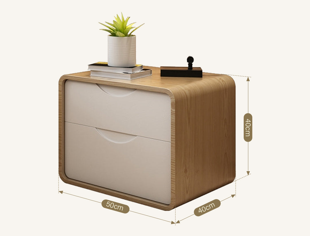 Signer Side Table, Bedside Table, Black / White, Walnut