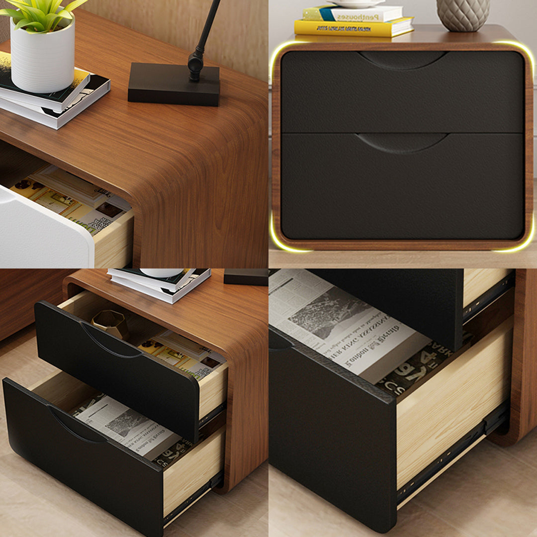 Signer Side Table, Bedside Table, Black / White, Walnut