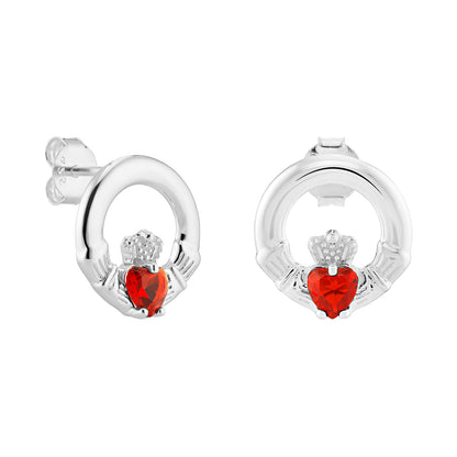 July Birthstone Claddagh Earrings