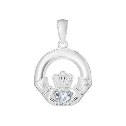 April Birthstone Claddagh Pendant Necklace