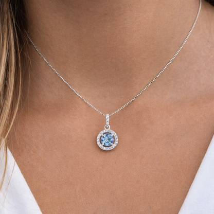 Ivy Cubic Zirconia Halo Pendant Necklace