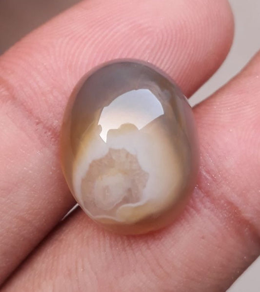 16ct Beautiful  Agate Cabochon Suitable for RingSetting - Sulaimani Aqeeq - 19x15mm