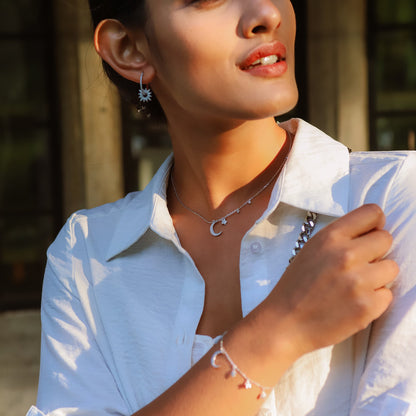 Vega Moon & Star Charm Bracelet | Silver