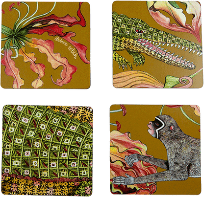Flame Lily Swamp Coasters, Blue or Orange