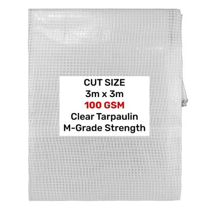 Clear M-Grade Tarpaulin 3m x 3m Waterproof Tarpaulin Cover Outdoor Ground Sheet
