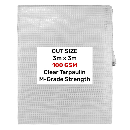 Clear M-Grade Tarpaulin 3m x 3m Waterproof Tarpaulin Cover Outdoor Ground Sheet