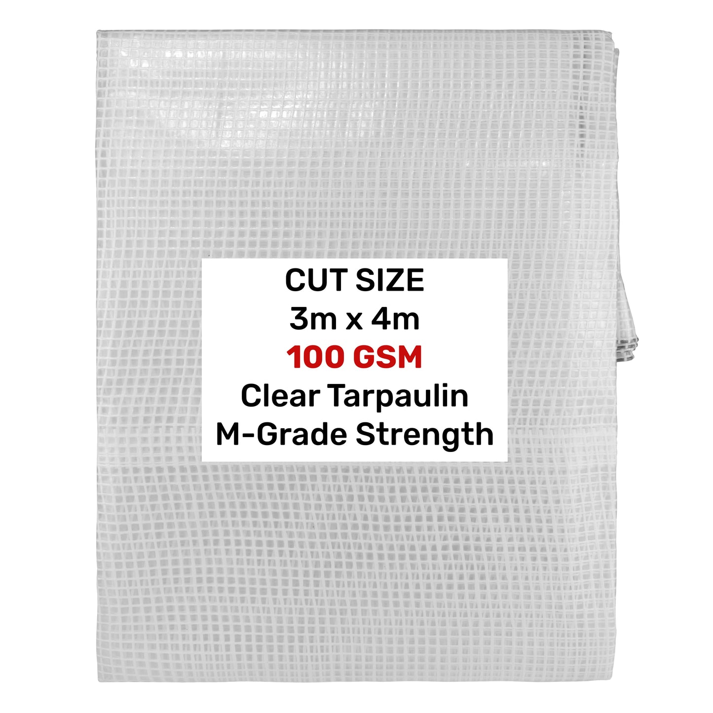 Clear M-Grade Tarpaulin 3m x 4m Waterproof Tarpaulin Cover Outdoor Ground Sheet
