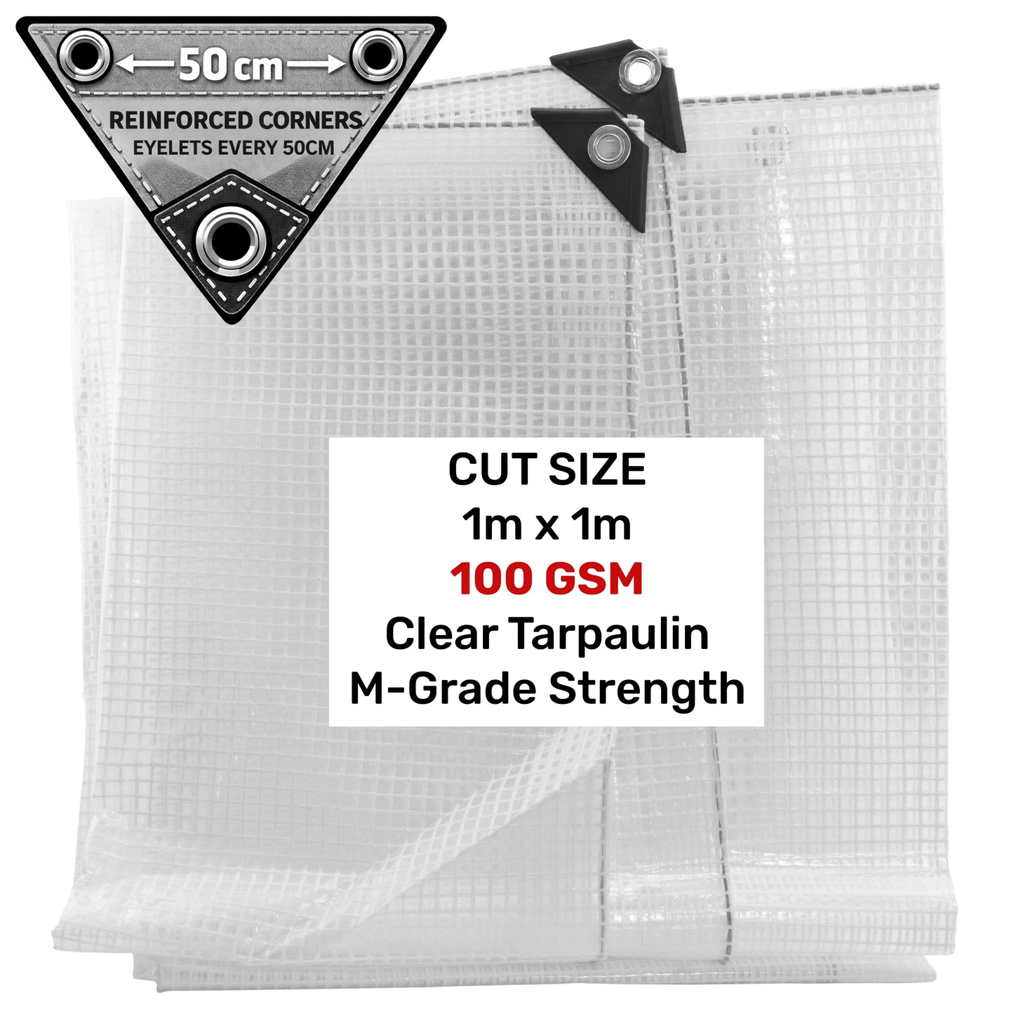 Clear M-Grade Tarpaulin 1m x 1m