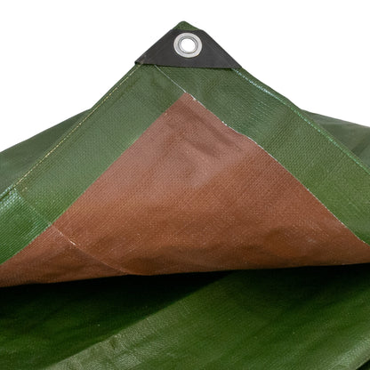 Green Brown L-Grade Tarpaulin 8m x 10m Reinforced Eyelets Garden Furniture Cover