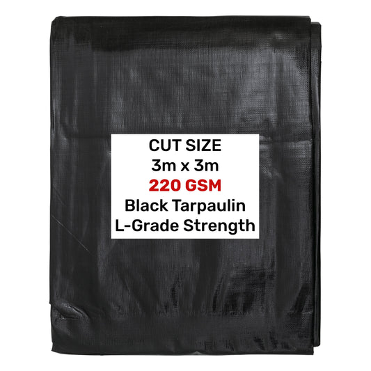 Black Silver L-Grade Tarpaulin 3m x 3m Heavy Duty Outdoor Sheet Waterproof Sheet